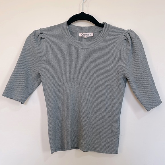 Nannette Tops - Nannette Lepore Grey Ribbed Top